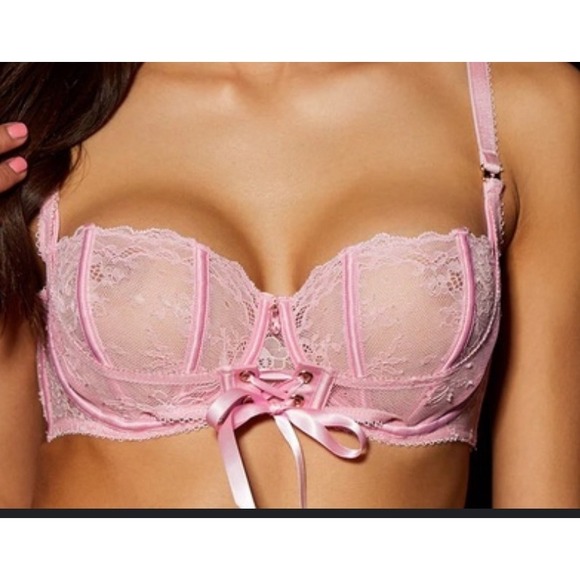 Honey Birdette Bra Sexy Pink Lace Corset Luxury Babydoll Lingerie Detail 40DD - Picture 1 of 11